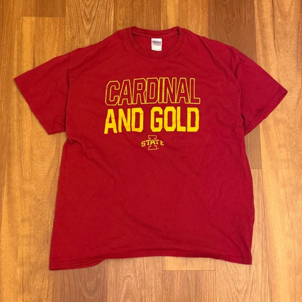 Iowa State University Cyclones Cardinal and Gold Graphic T-Shirt Size XL